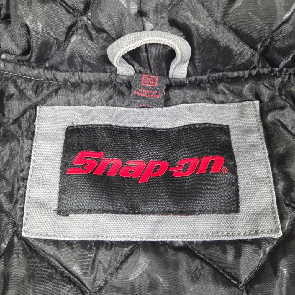 Snap-on Hooded‎ Work Jacket Mens 3XL Gray Black Canvas Quilted Mechanic Heavy